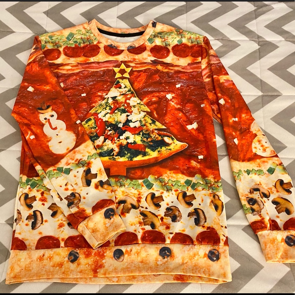 Ugly Christmas Pizza Sweatshirt Extra Cheese!
